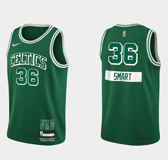 Men's Boston Celtics #36 Marcus Smart Green 75th Anniversary City Stitched Jersey Men's Boston Celtics #36 Marcus Smart Green 75th Anniversary City Stitched Jersey